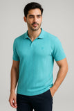 Cyan Drop-Needle Polo