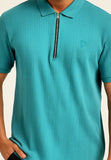 Cyan Zipper Polo