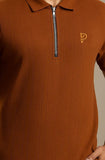 Brown Comfort Zip Polo