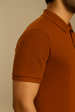Brown Comfort Zip Polo